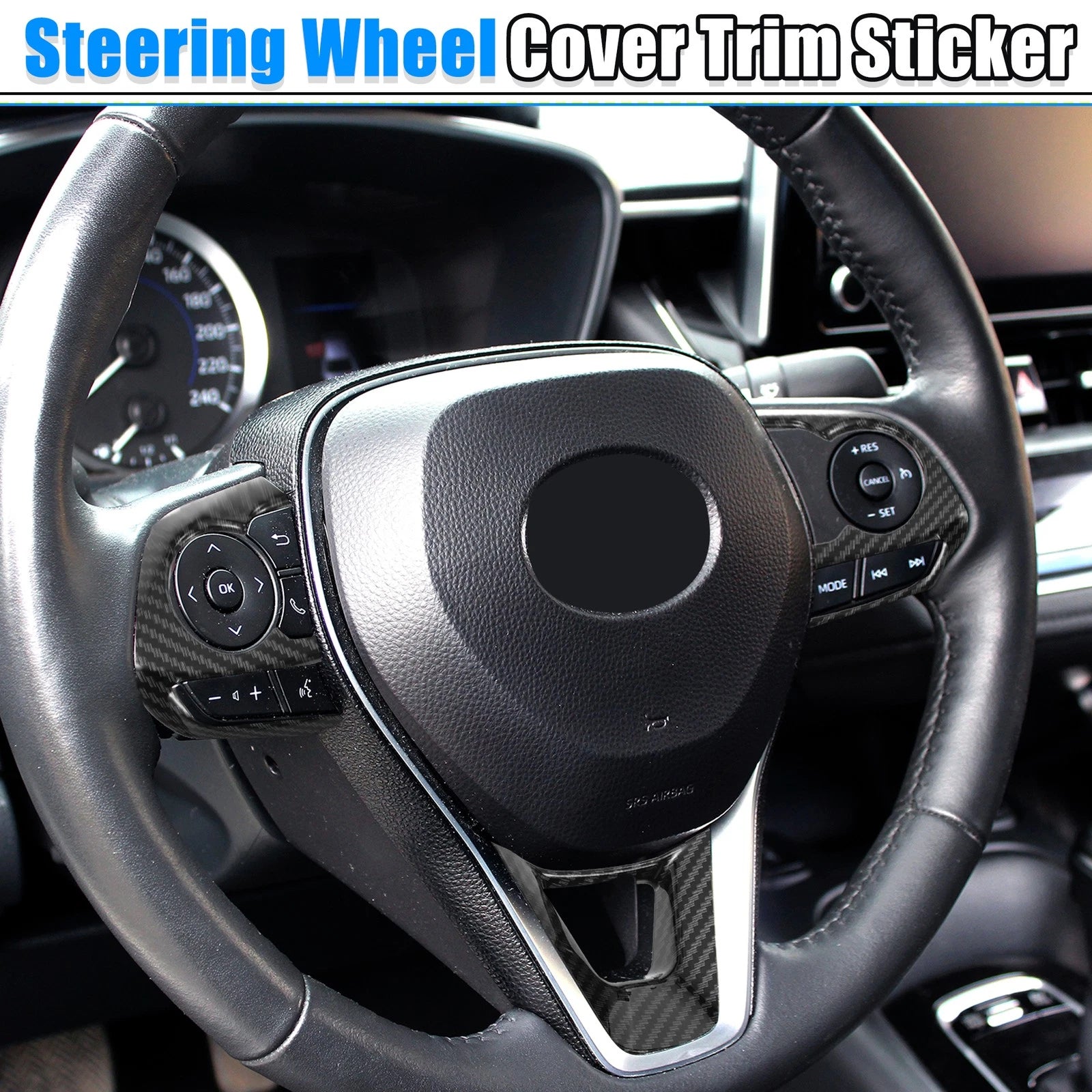 3 Pcs Carbon Fiber Steering Wheel Cover Trim for Toyota Corolla 