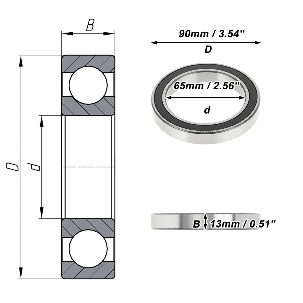 Deep Groove Ball Bearing P5 for Scooter Skateboard Wheel (65x90x13mm)