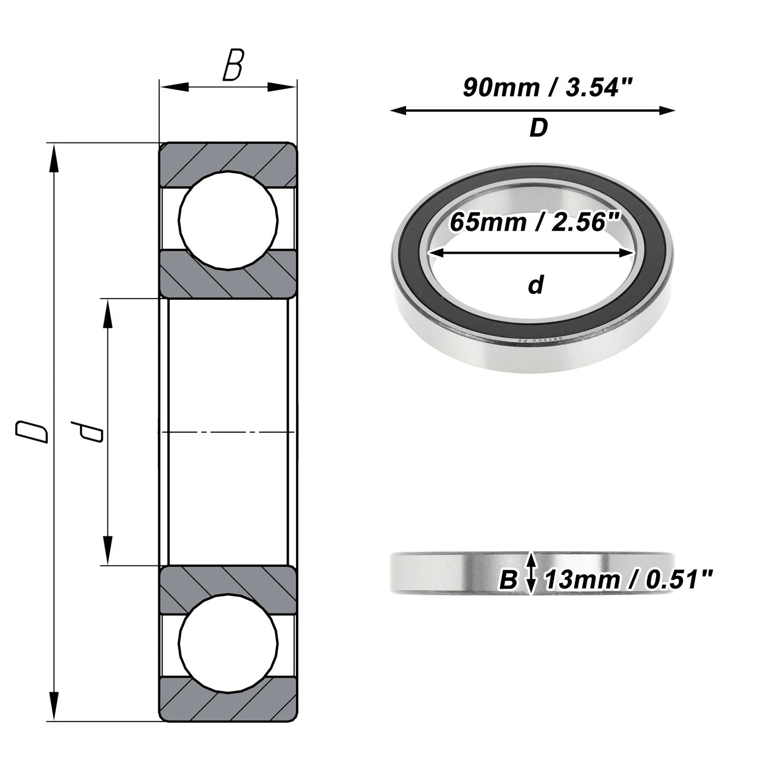 Deep Groove Ball Bearing P5 for Scooter Skateboard Wheel (65x90x13mm)