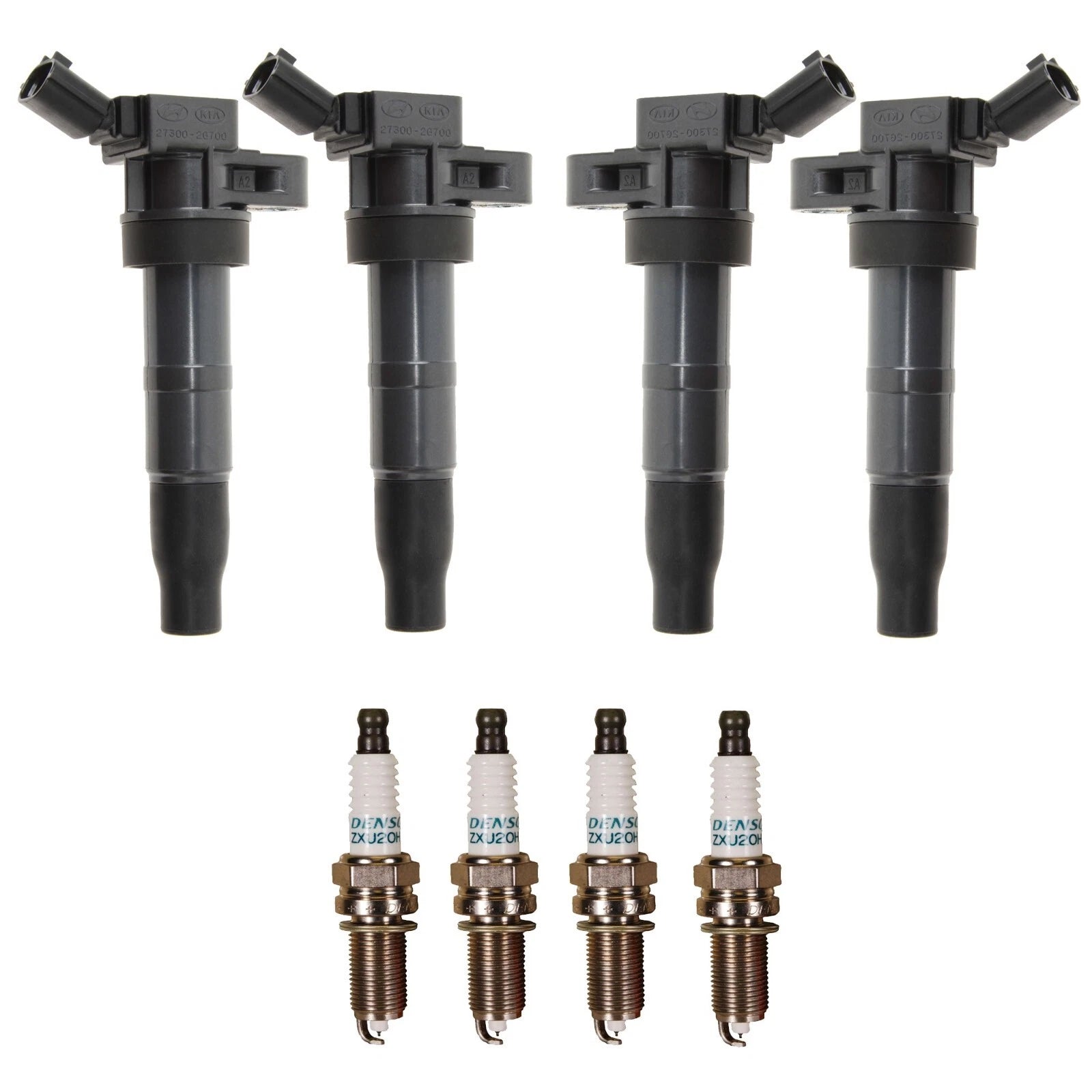 Set of 4 Ignition Coils & Iridium Spark Plugs for Kia Hyundai