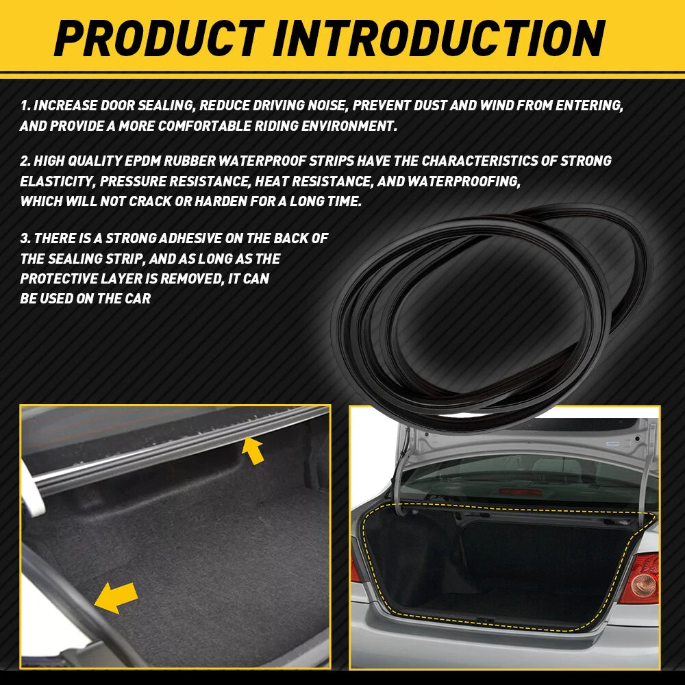 Rubber Weatherstrip Rear Trunk Lid Seal for Toyota Corolla/Matrix (2003–2008)