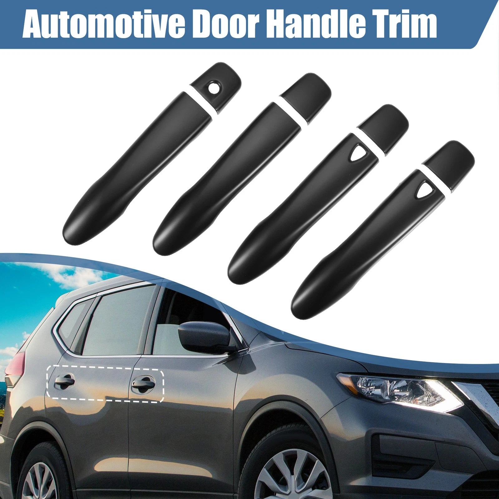 Set of 4 Door Handle Cover Trim for Nissan Rogue (2014–2019) Matte Black
