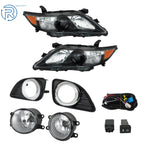 Pair of Black Halogen Fog Lights & Headlights Assembly for Toyota Camry (2010–2011)