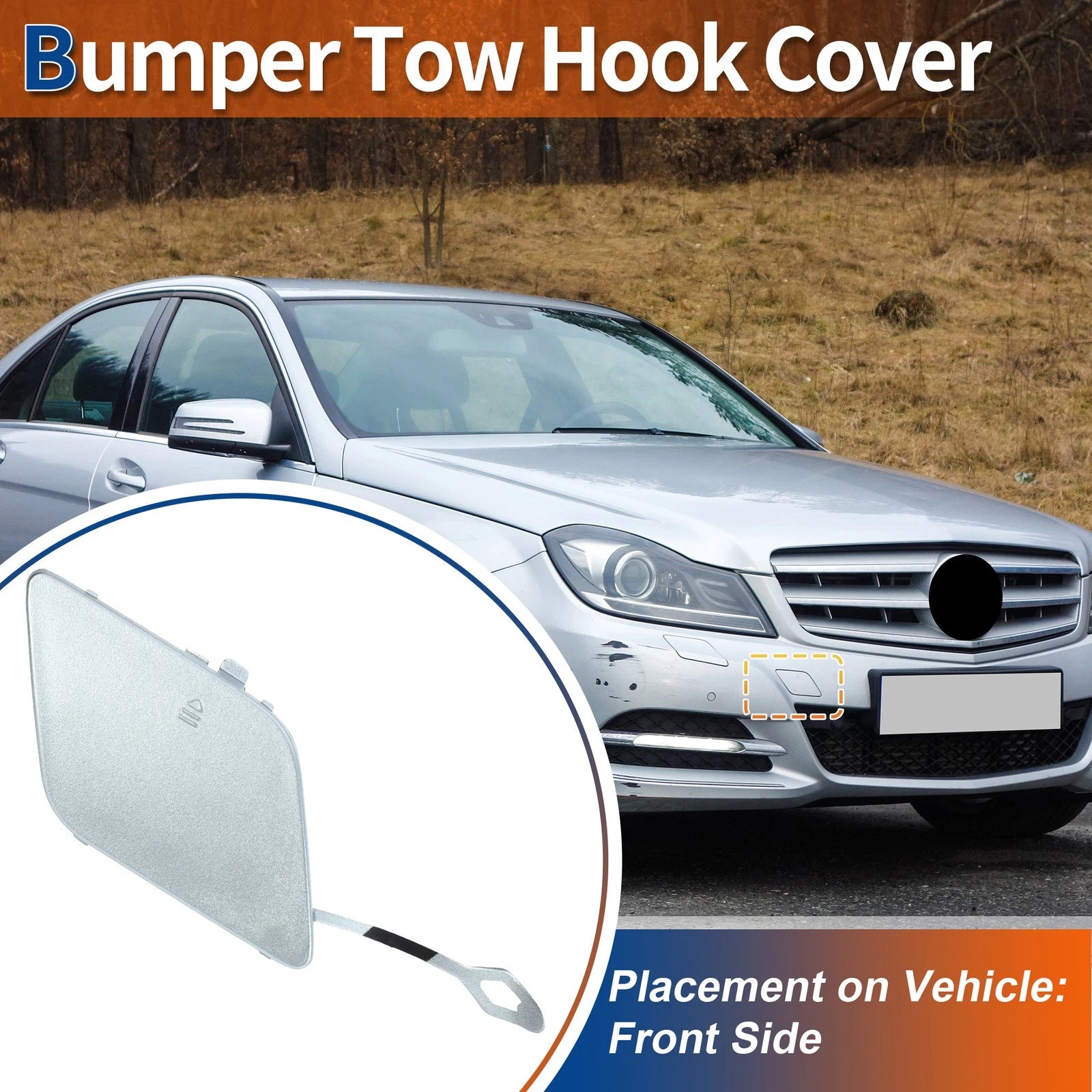 Tow Hook Cover for Mercedes-Benz A-Class (2013–2015) No.A2048850426 Diamond Silver