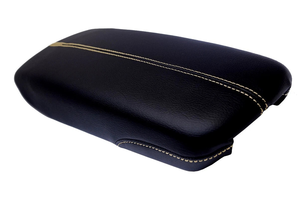 Leather Console Lid Armrest Cover for Cadillac XTS (2013–2019) Beige Stitch
