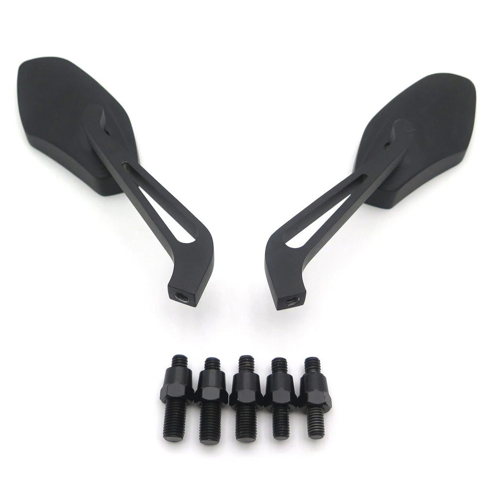 Black Mirrors w/ 8mm 10mm for Honda Suzuki Kawasaki Yamaha Harley