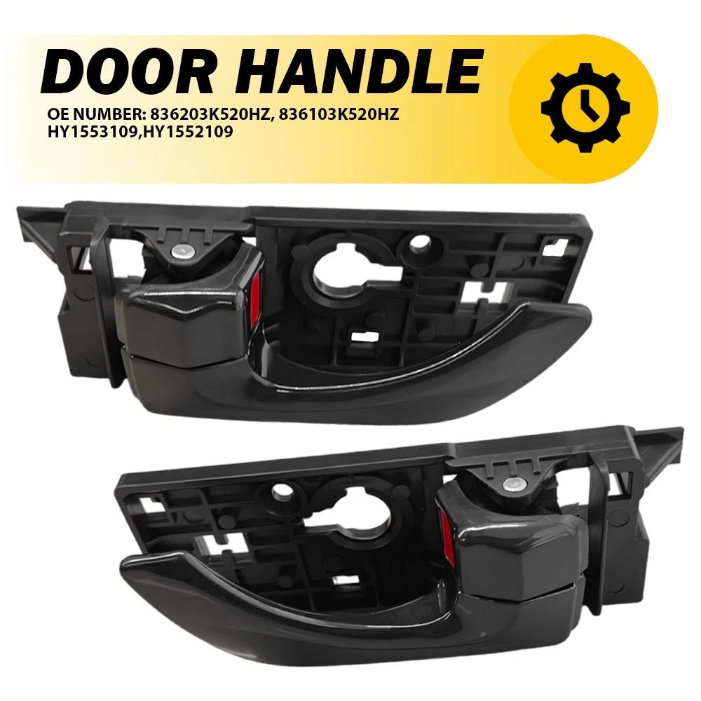 Set of 2 Interior Door Handles for Hyundai Sonata (2008–2010) Black Plastic