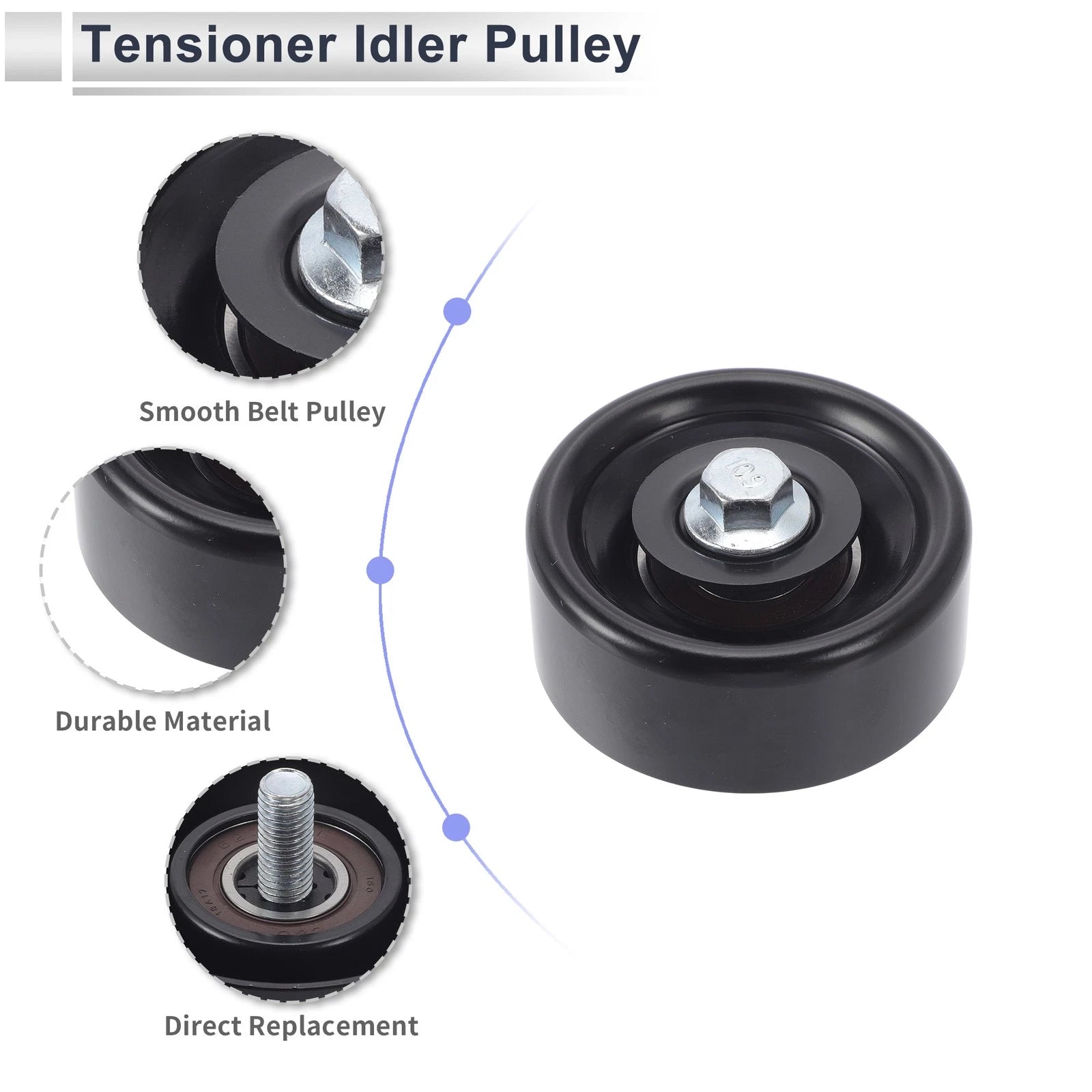 Drive Belt Idler Pulley for Chevrolet Silverado (2013–2021) No. 24506756 Black