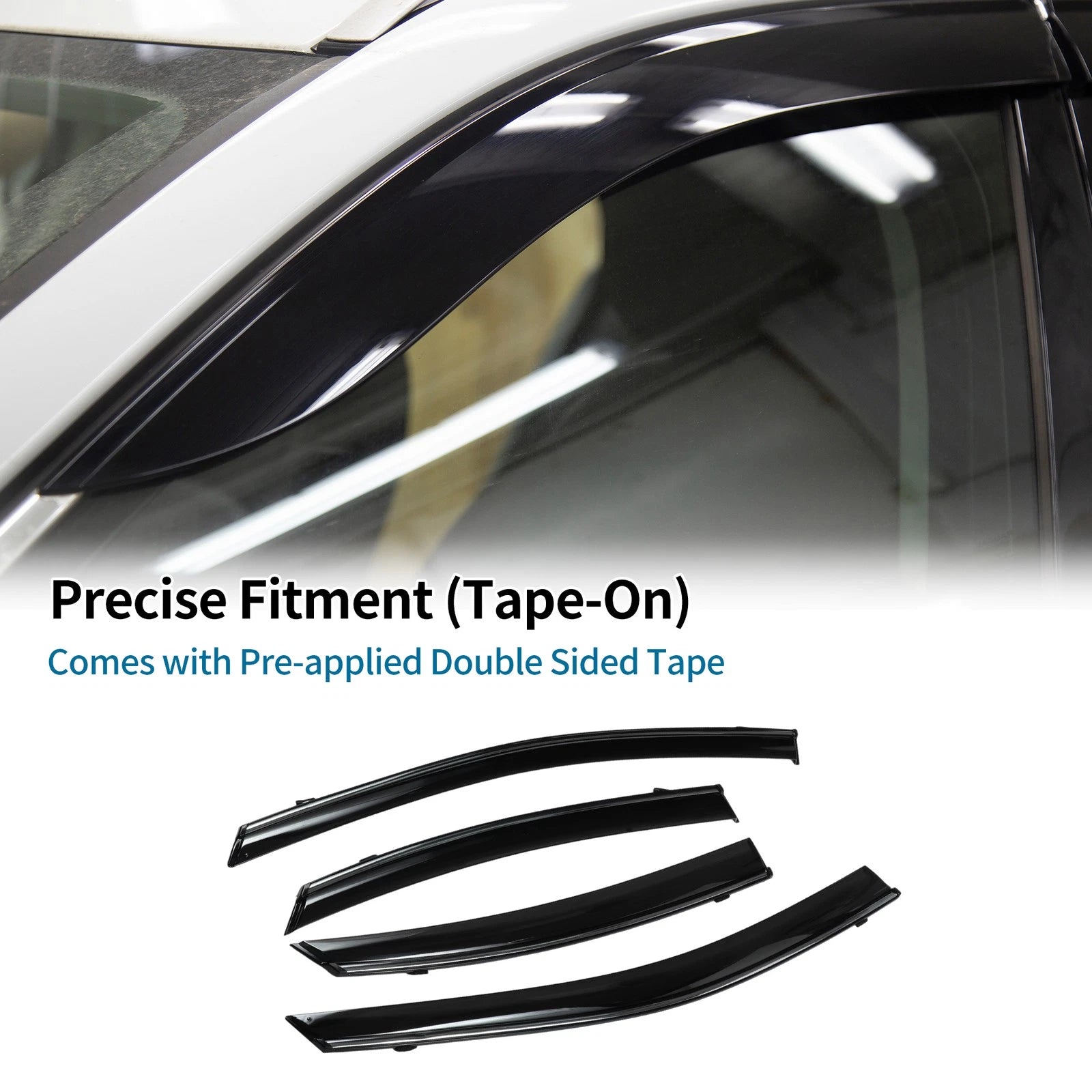Set of 4 Window Deflectors for Kia Forte Sedan (2019) - Black Vent Visors
