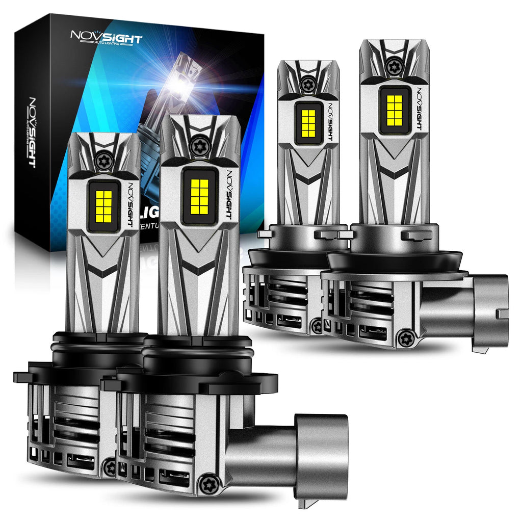 2X H11 + 9005 LED Headlight Bulb Combo for