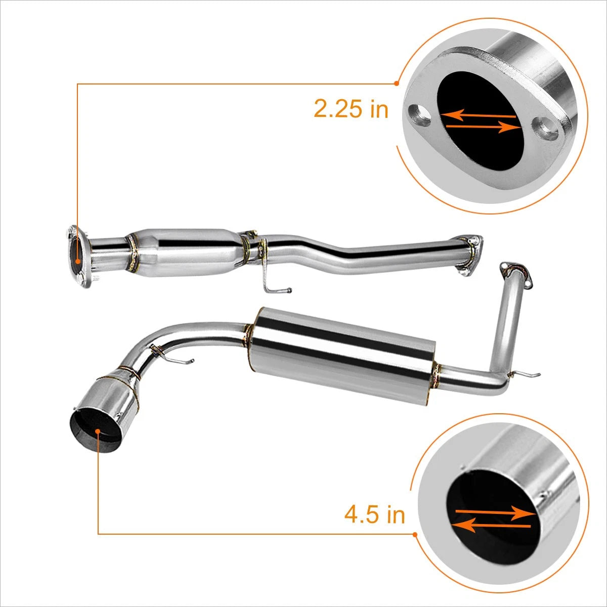Catback Exhaust System for Honda CRX (1988–1991) D15/16 4.5" Tip