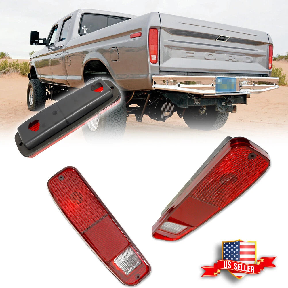 Tail Light Lenses Pair for Ford E150 F150 250 350 Bronco (1974–1991)
