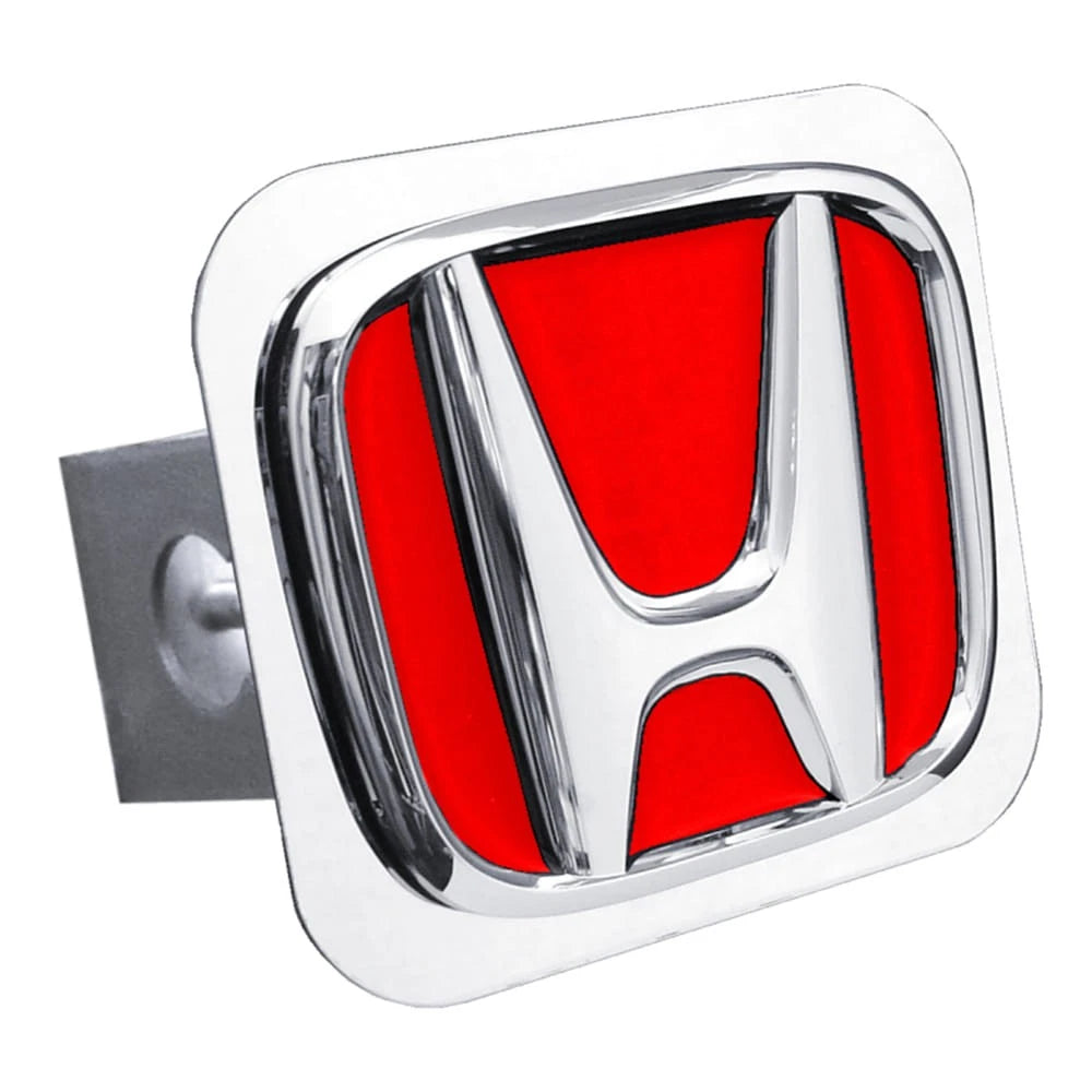 Chrome/Red on Chrome Class II Trailer Hitch Plug - Officially Licensed for Honda