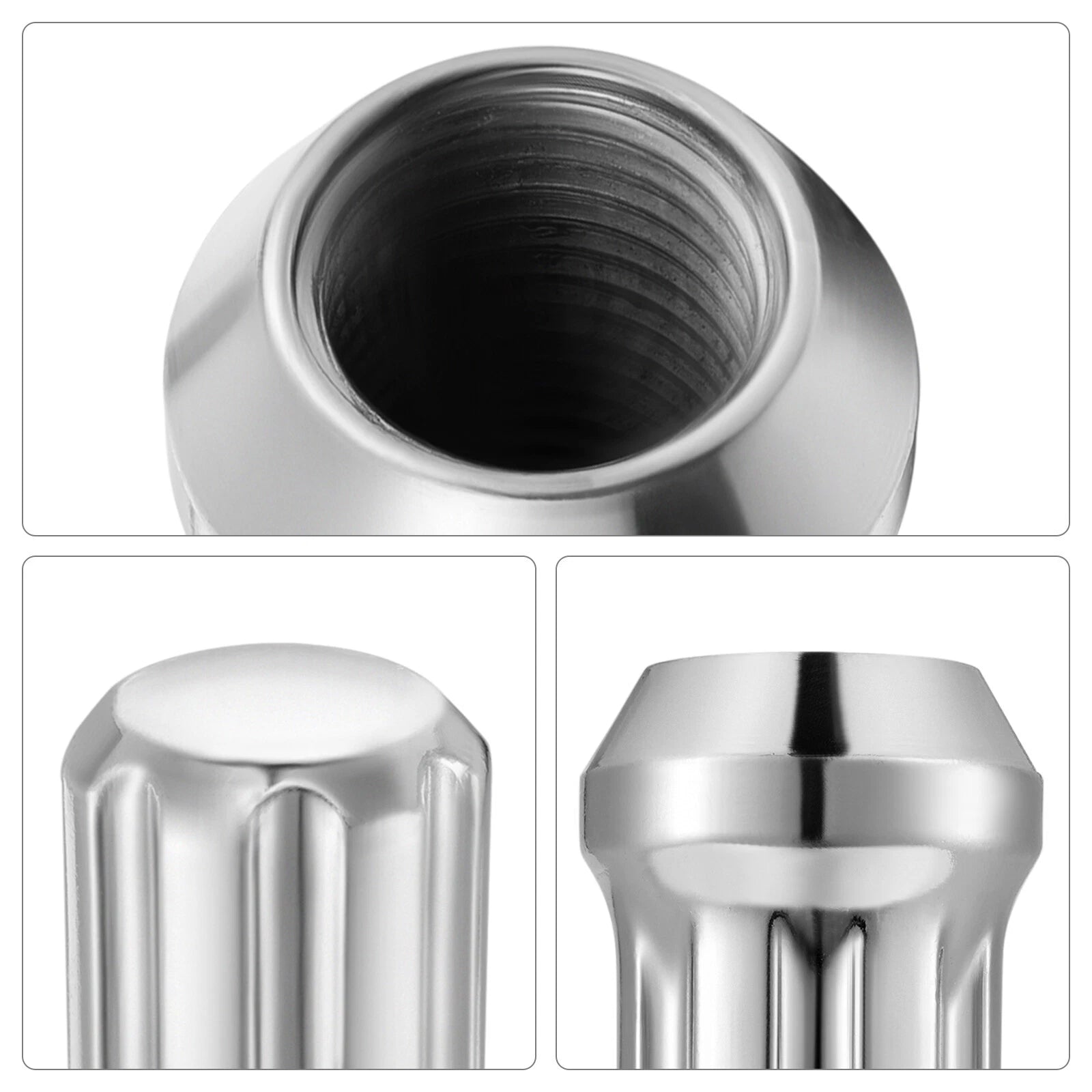 Chrome M14x1.5 Spline Lug Nuts With Key for Chevy GMC (2007-2014)