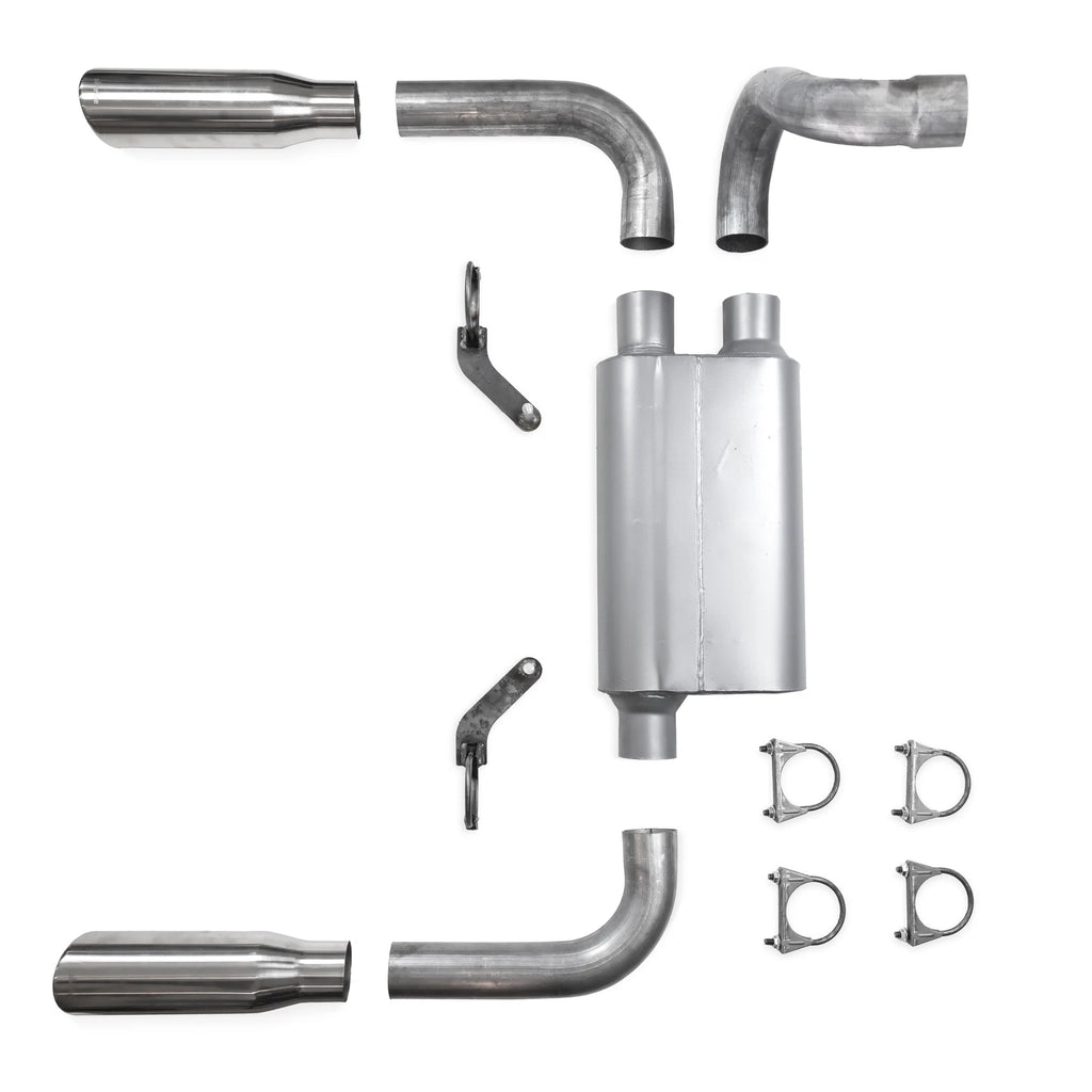 Dual Exhaust Kit for Jeep Wrangler (2018–2025) 2.5" Rolled Edge Tips
