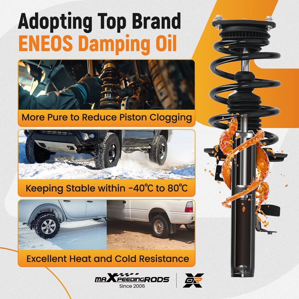 2X Front Complete Struts w/ Coil Spring for Ford Transit Connect (2014–2023)