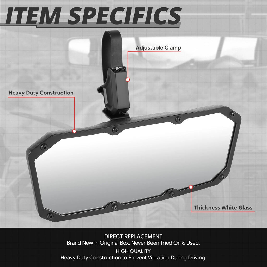 Universal UTV Rearview Mirror for Roll Cage Bar Mount (White)