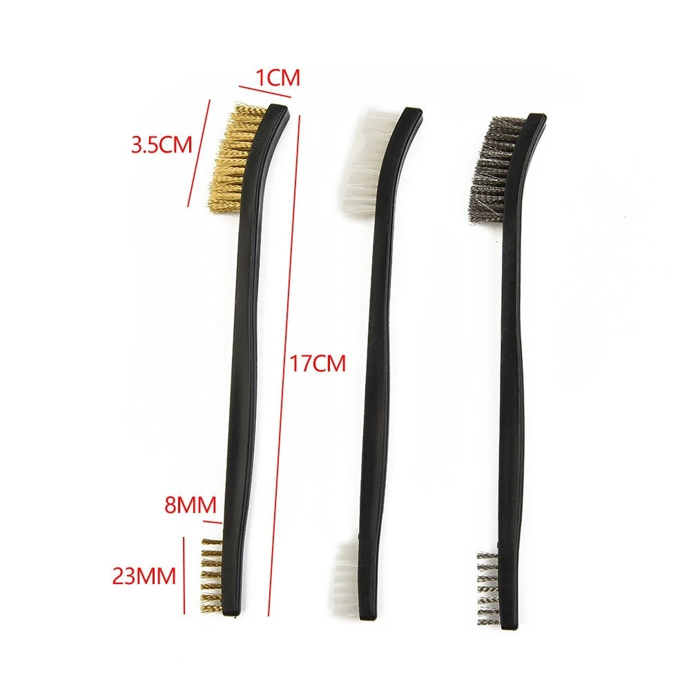 Set of 3 Wire Brushes for Cleaning and Polishing Metal Rust Tool