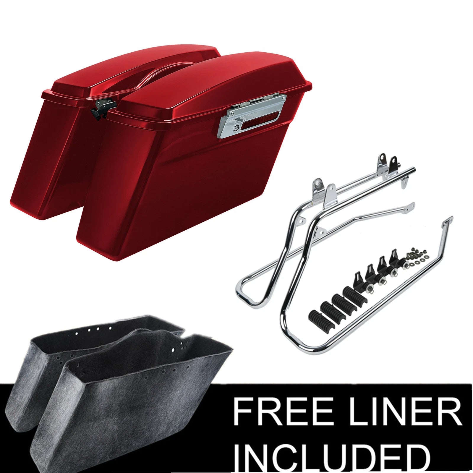 Red Hard Saddlebag & Conversion Bracket for Harley Heritage Softail (1984–2017)
