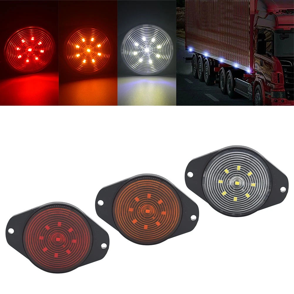 9 LED Side Marker Lamps for Truck Car Bus Tractor Boat Van RV