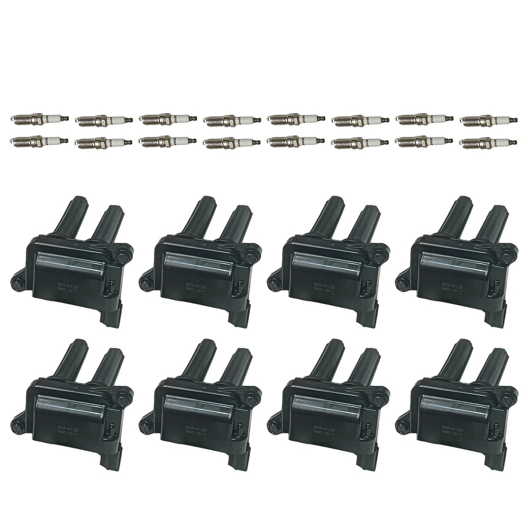 Set of 8 Ignition Coils & 16 Iridium Spark Plugs for Jeep Dodge Ram V8 (2002–2021)