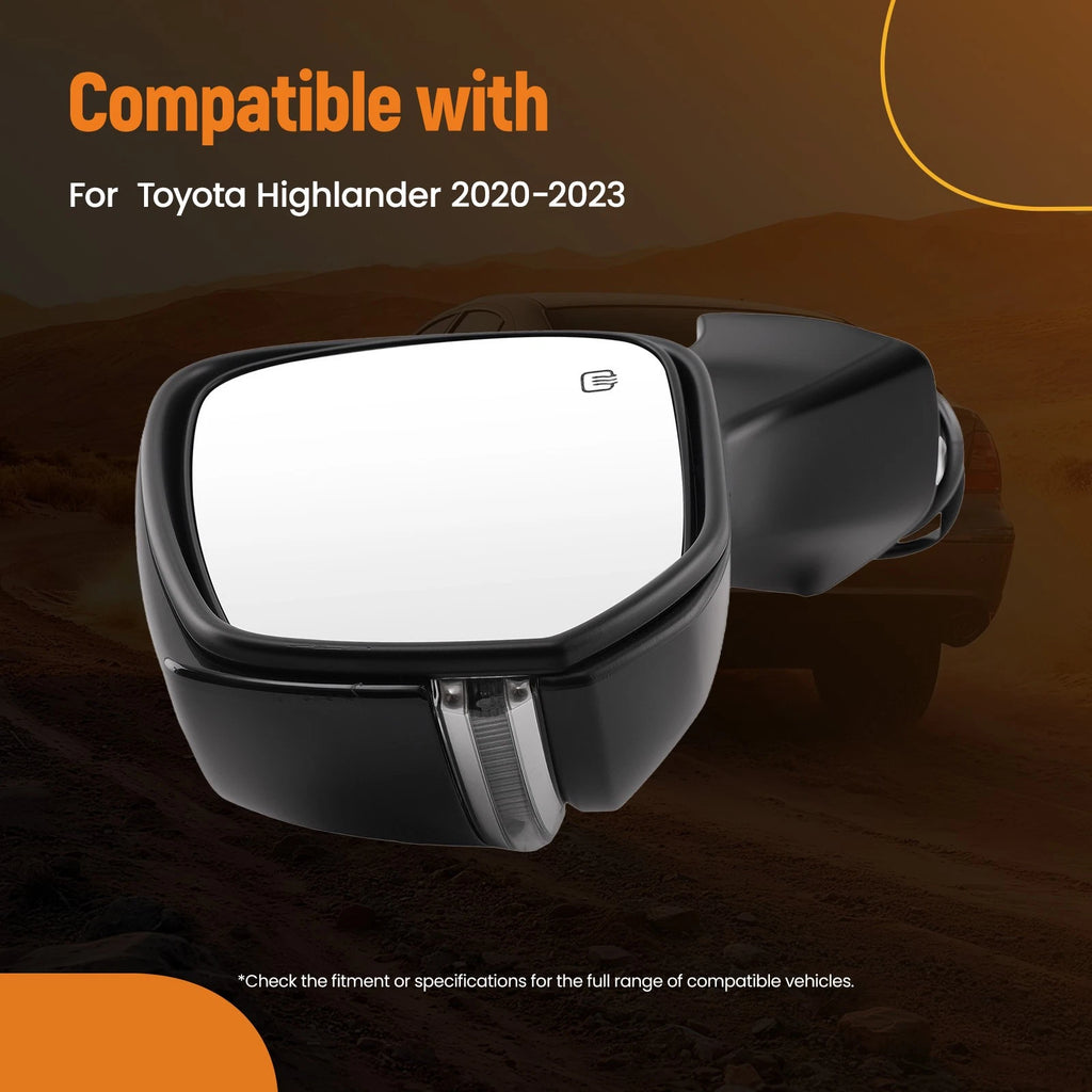 Heated Left Side Mirror for Toyota Highlander Hybrid (2020–2023) TO1320415