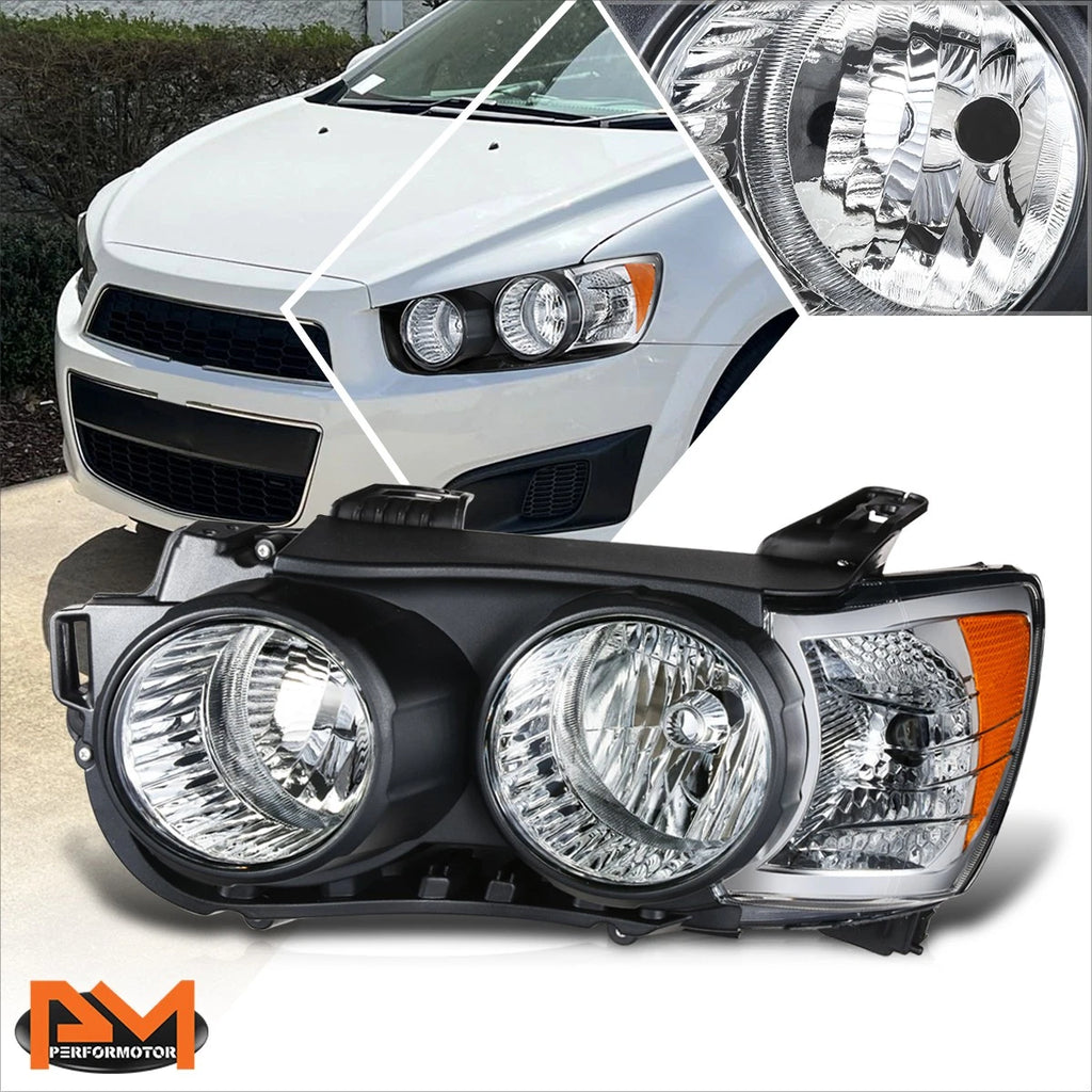 Left Driver Side Headlight Lamp for Chevy Sonic (2012–2016) OE Style Black Bezel