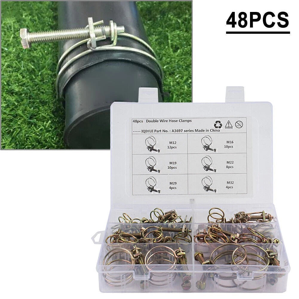 48PCS Double Wire Hose Clamp Kit for Classic Vehicles