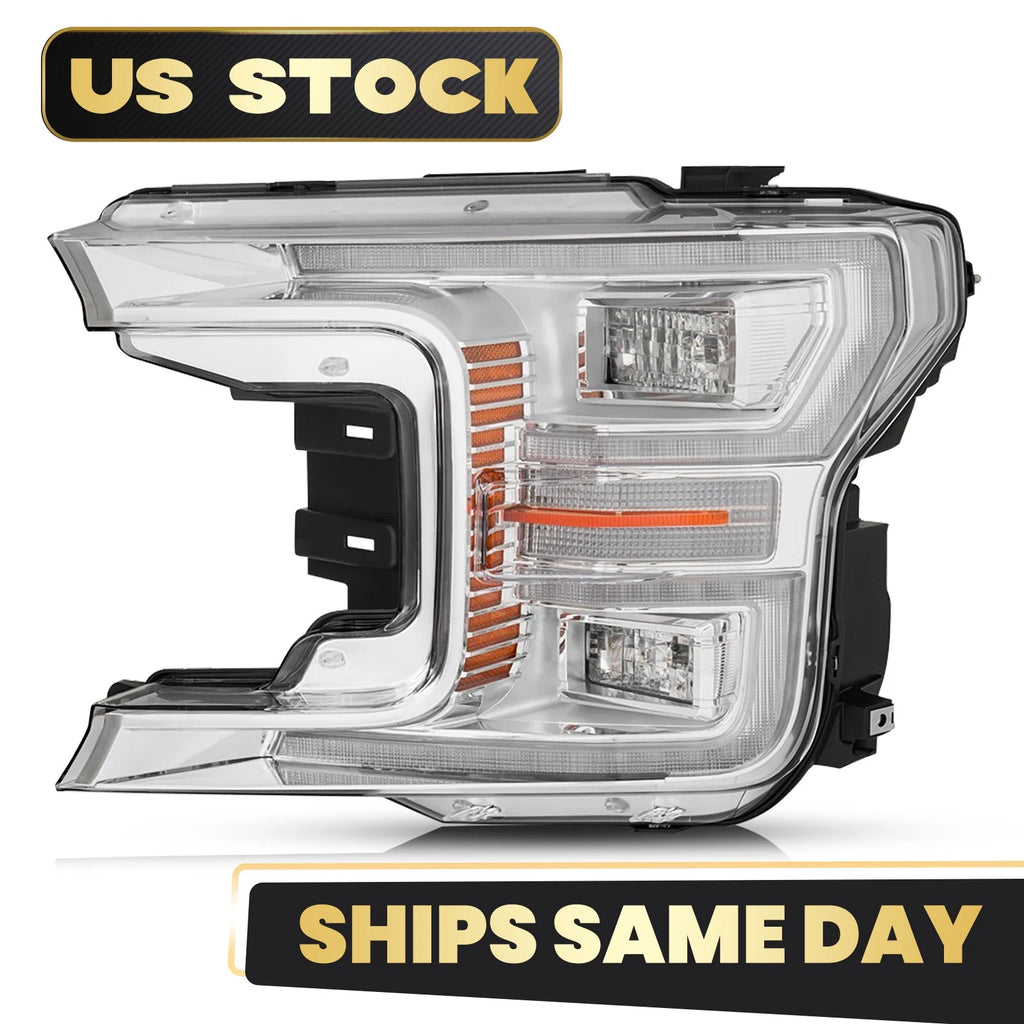 Full LED Headlight Chrome Bezel for Ford F-150 (2018–2020)