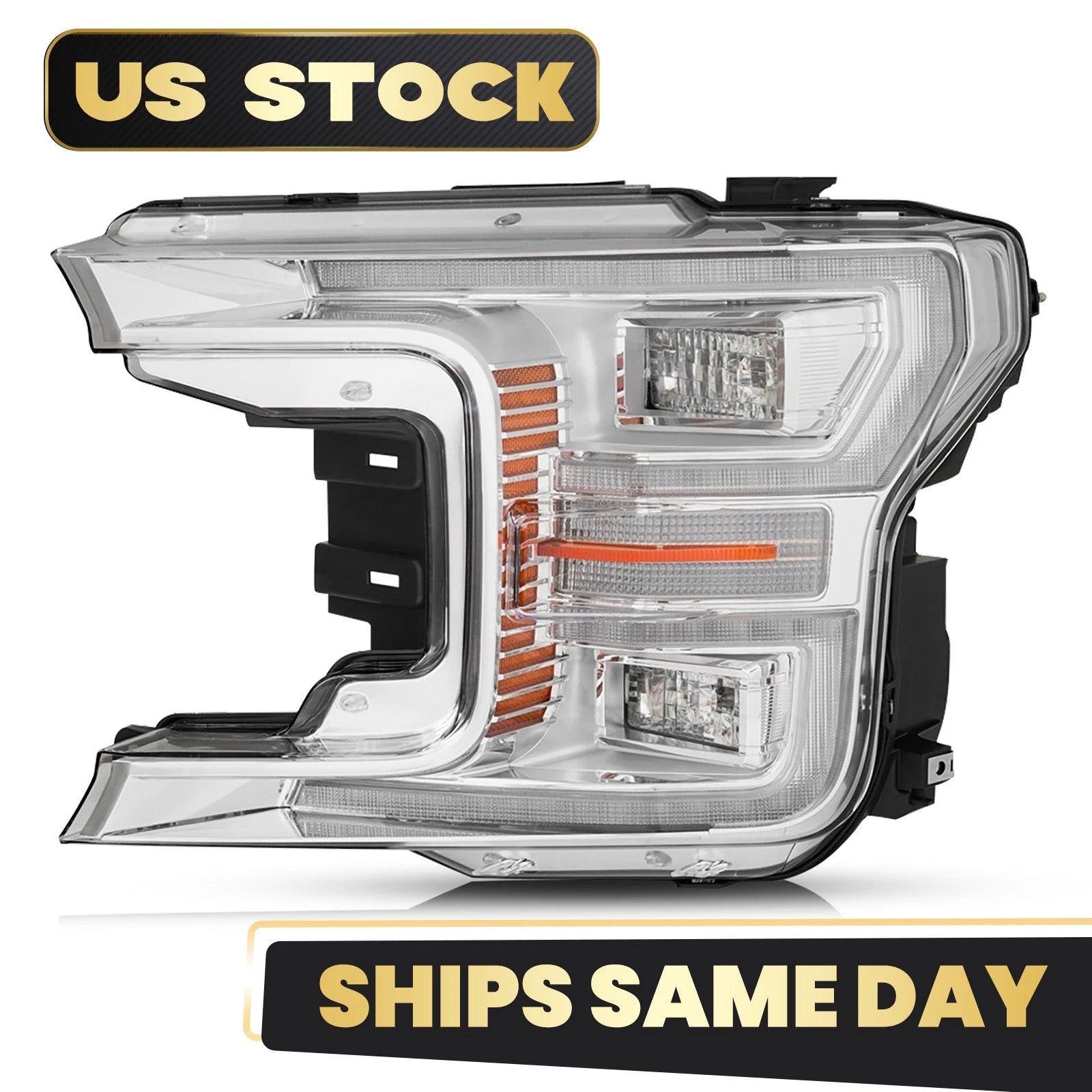 Full LED Headlight Chrome Bezel for Ford F-150 (2018–2020)