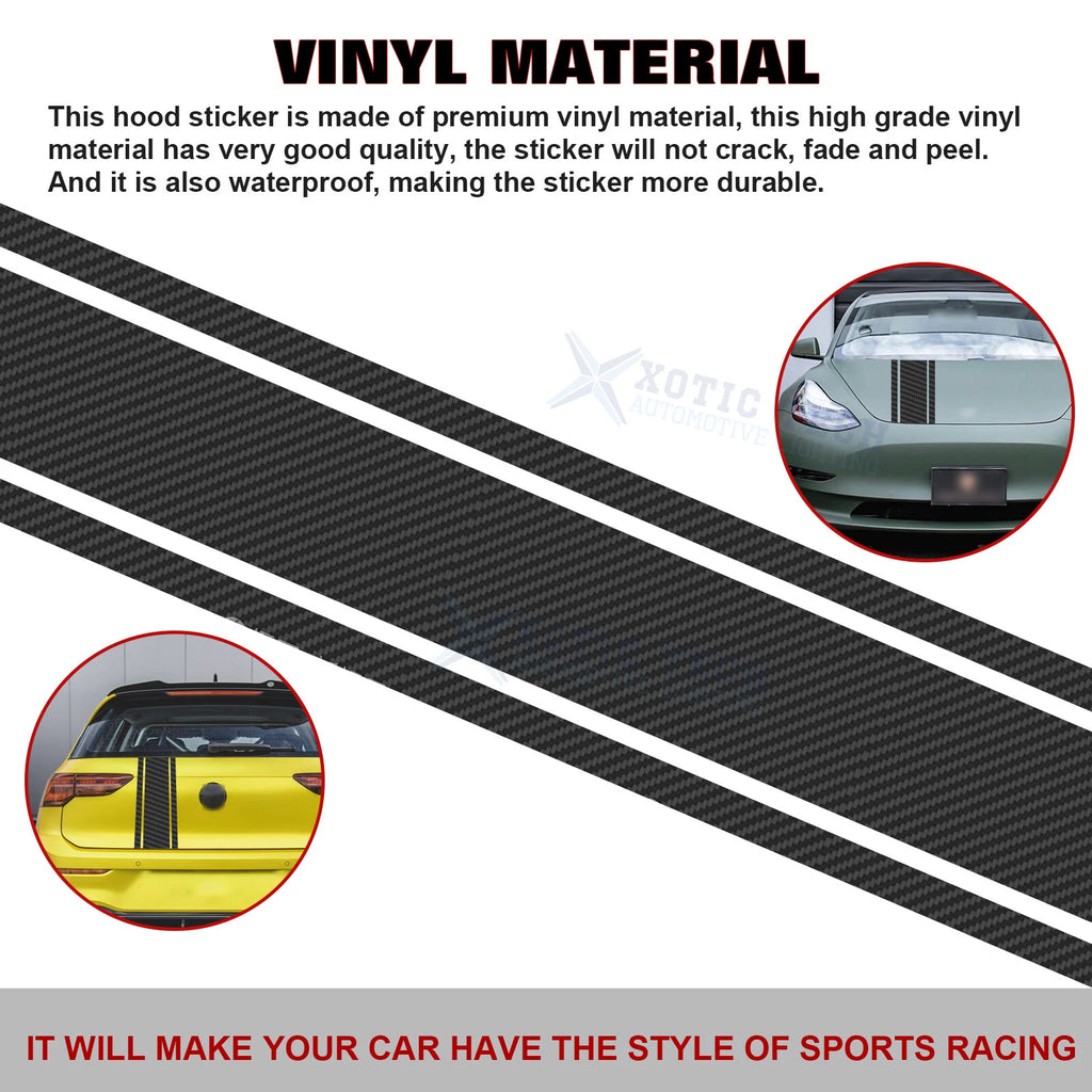 Carbon Fiber Texture Hood and Bumper Stripe Sticker Decal for Car (KK)