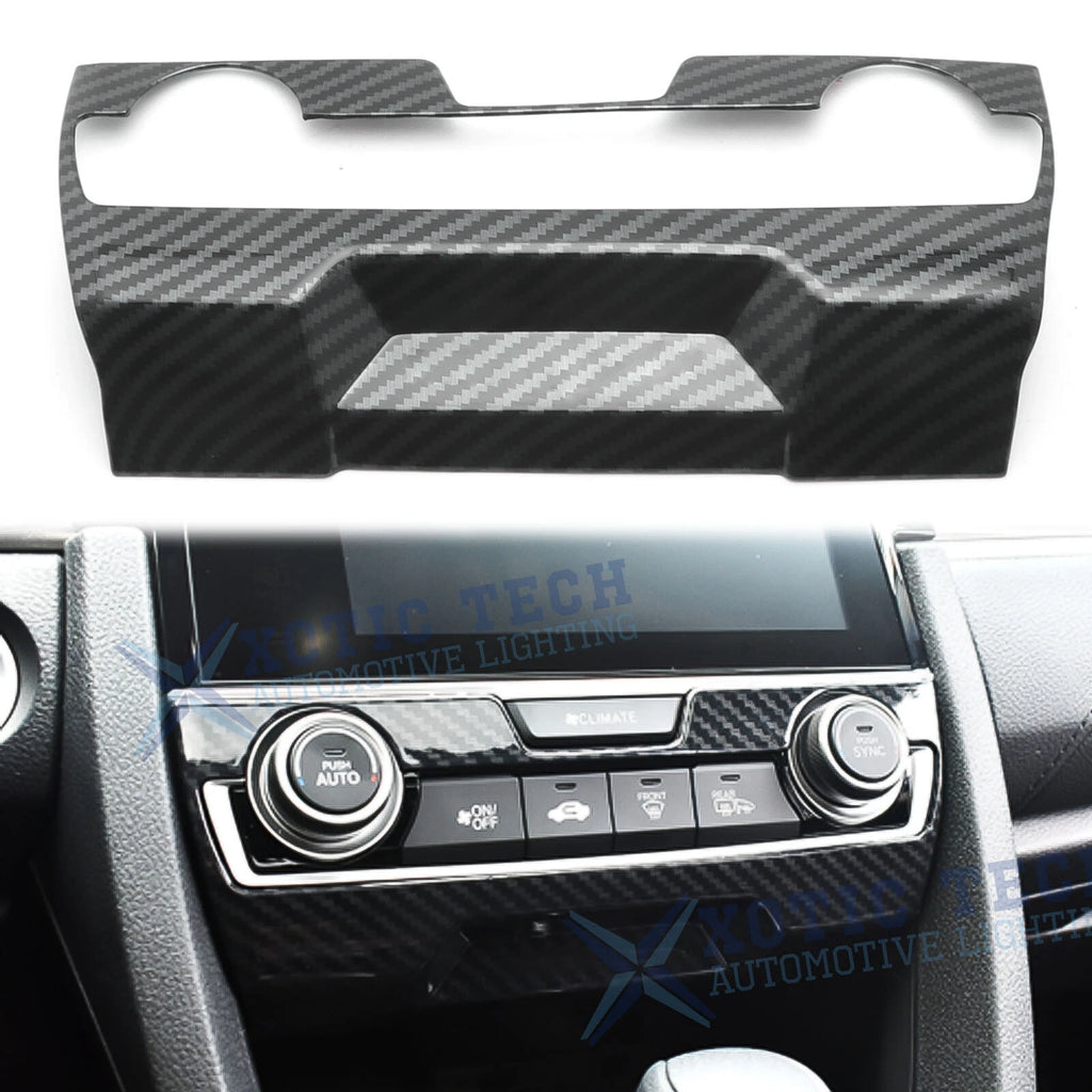 Carbon Fiber Texture Console AC Climate Control Frame Trim for Civic (2016–2021)