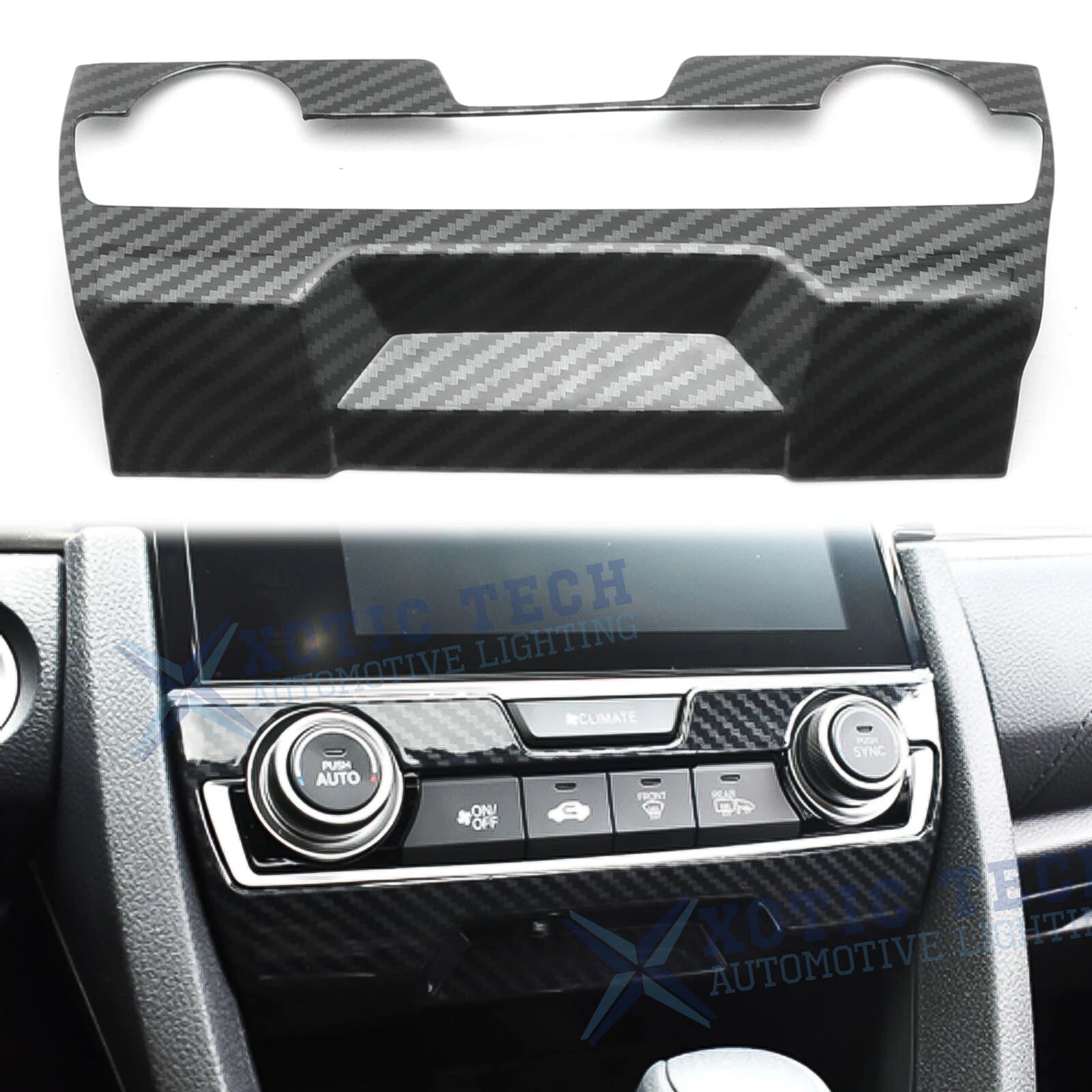 Carbon Fiber Texture Console AC Climate Control Frame Trim for Civic (2016–2021)
