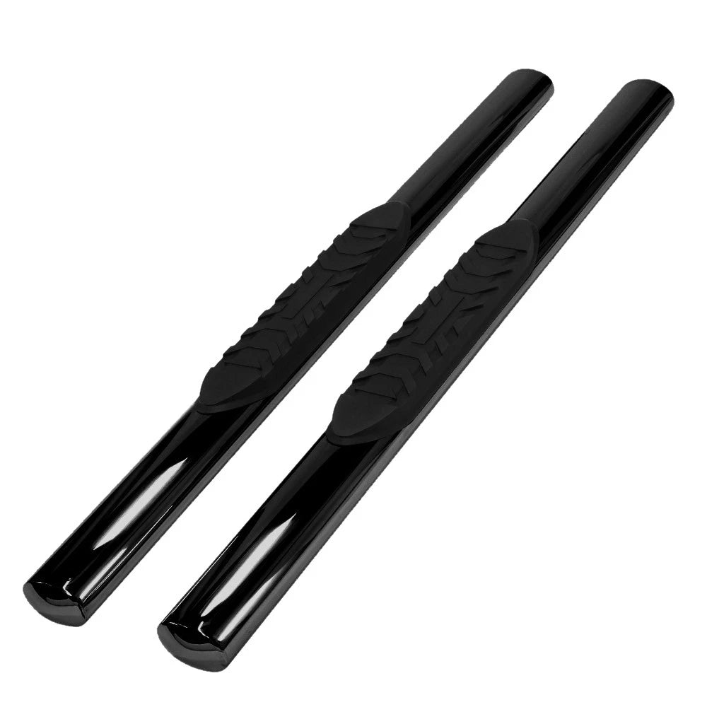 Black 4in Oval Straight w/1 Step Pad Step Nerf Bar for 2007-2018 Jeep Wrangler