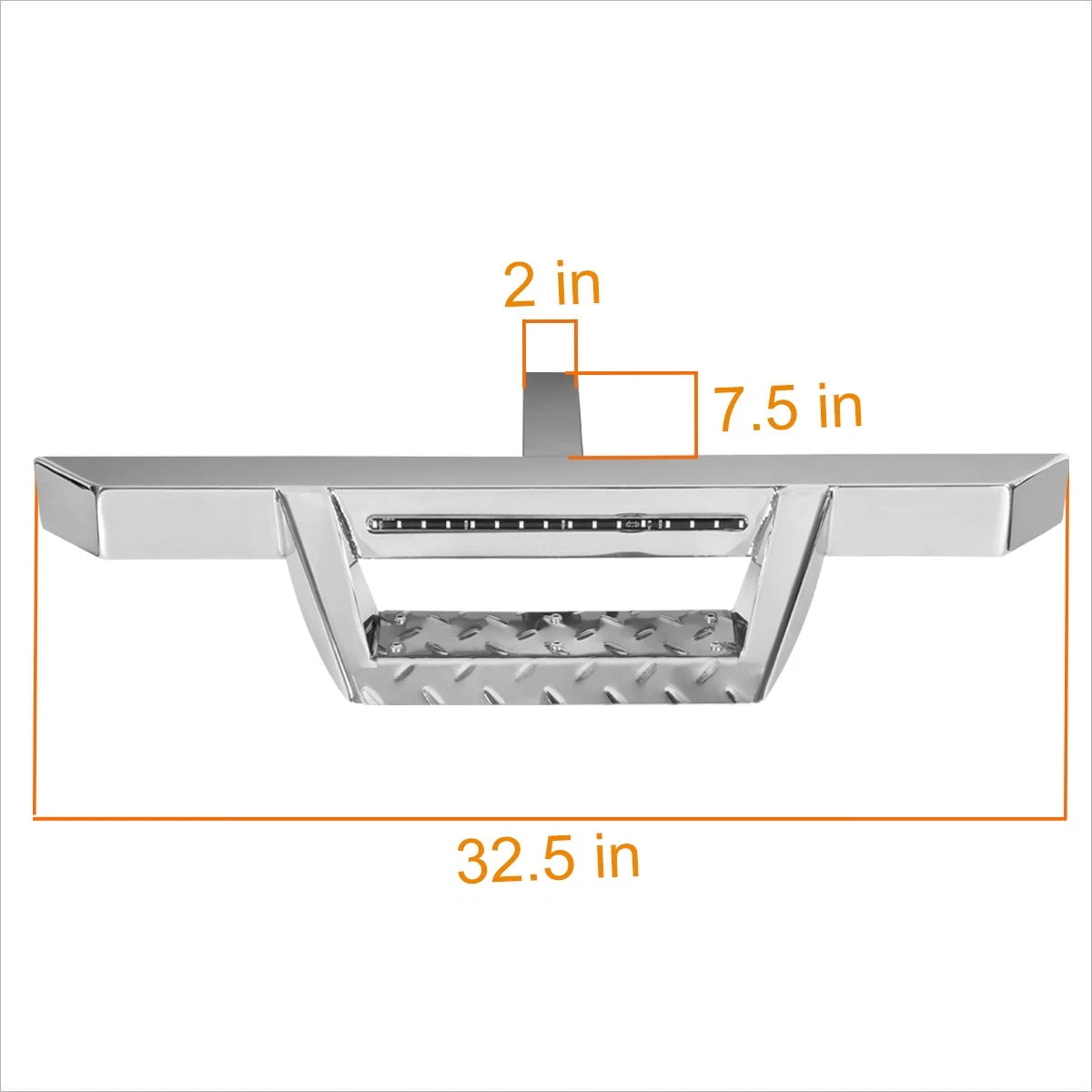 Rear Bumper Trailer Tow Hitch Step with LED Brake Lamp for 2" Receiver