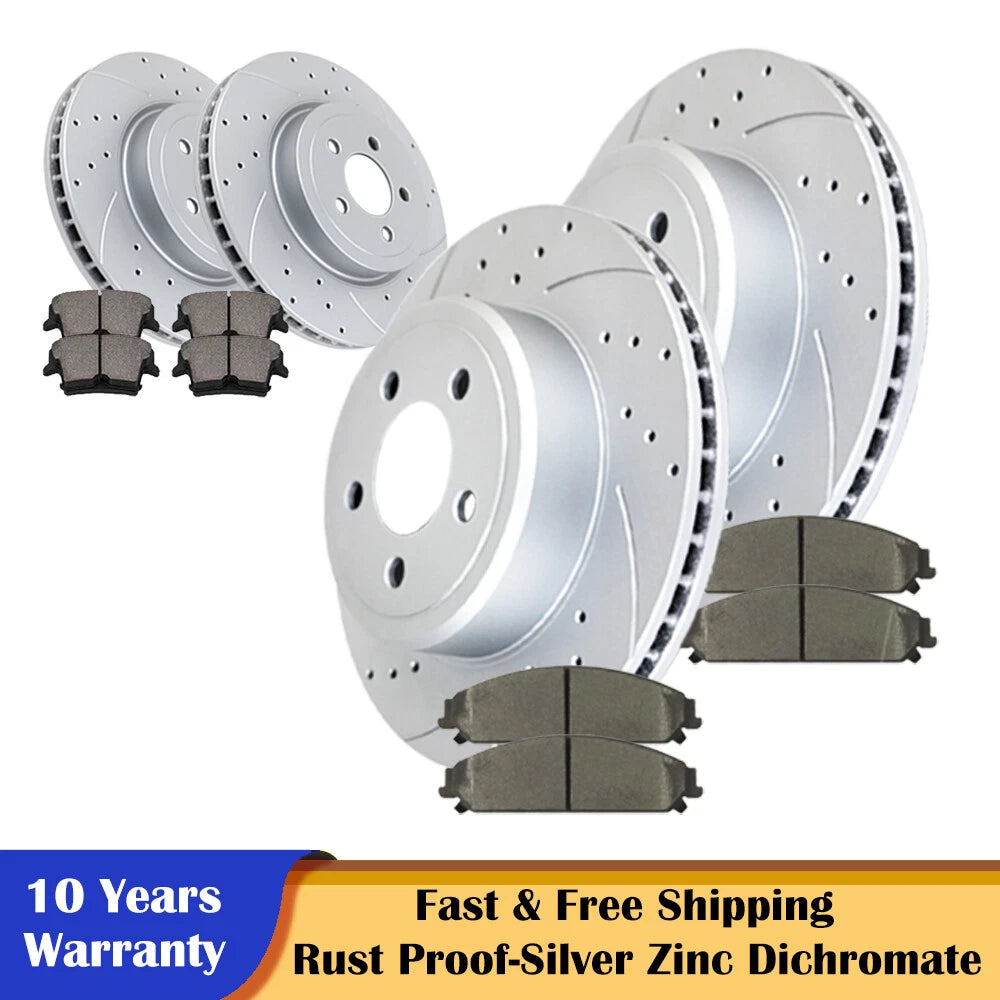 Front Rear Brake Rotors and Ceramic Pads for Dodge Charger 2006–2010