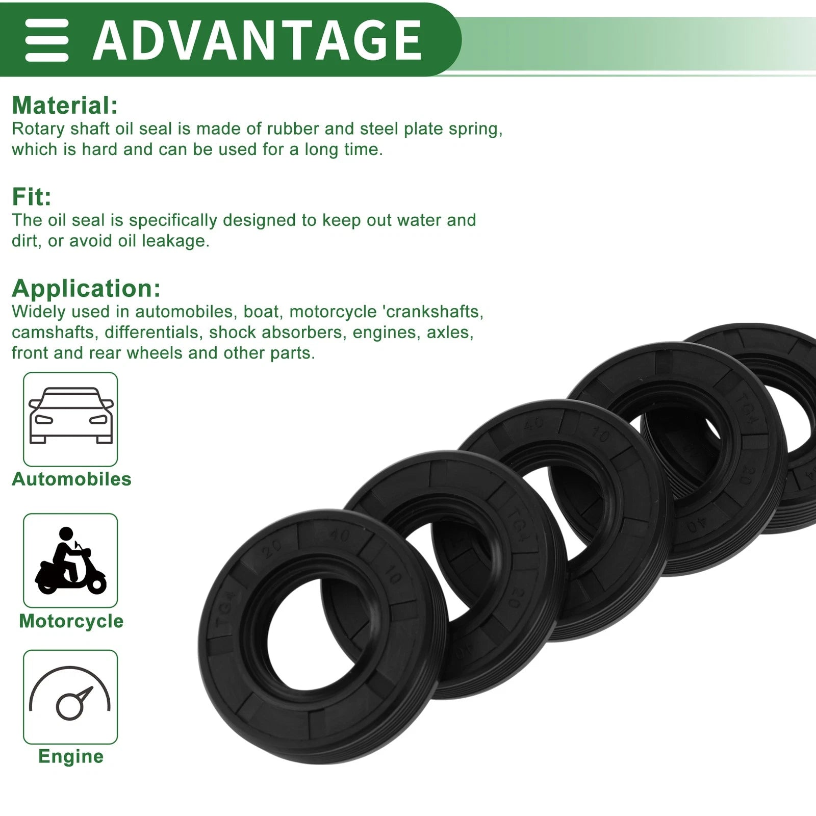 Oil Seal for Rotary Shaft (20x40x10mm)