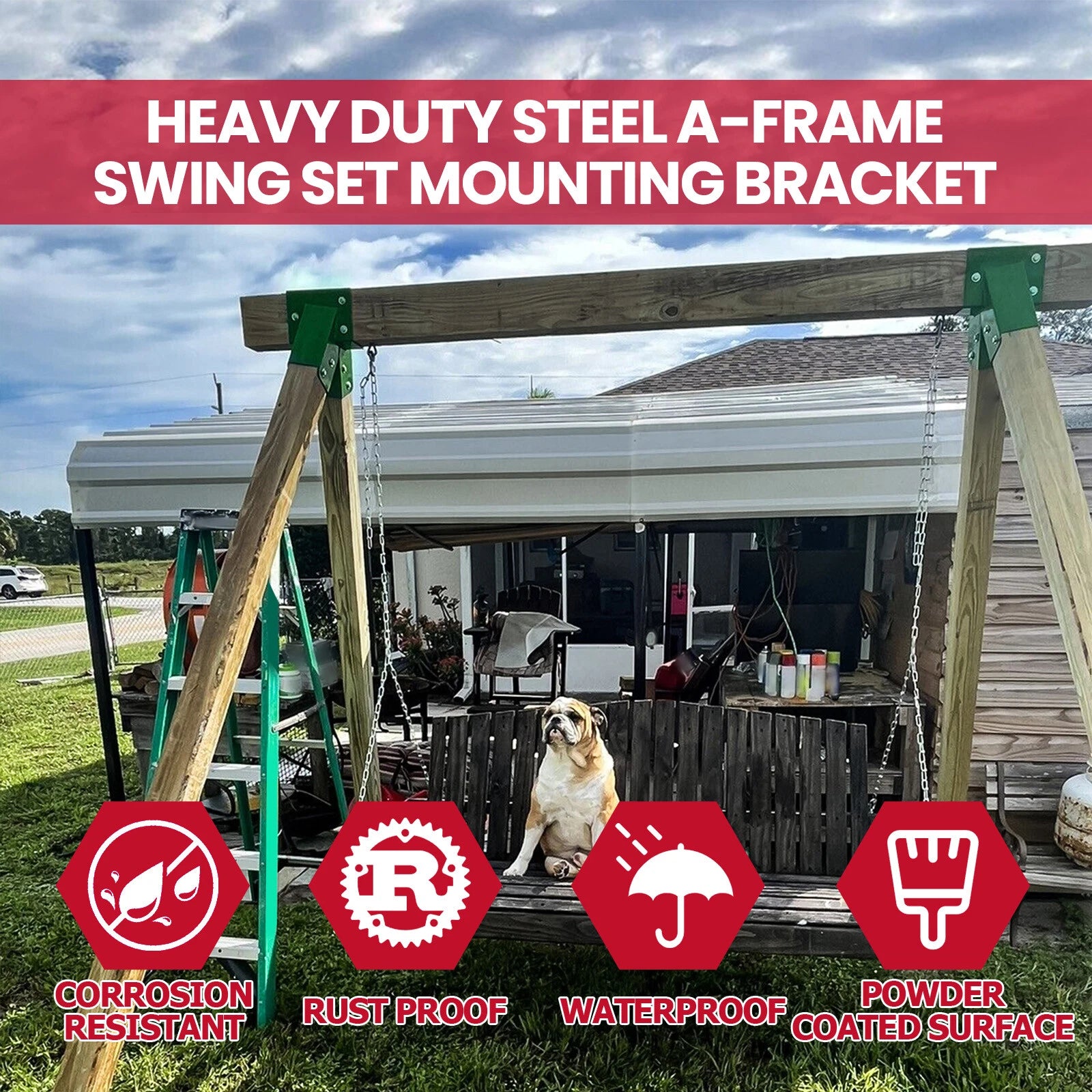 Set of 2 A-Frame Brackets for Swing Set (Includes Hardware)