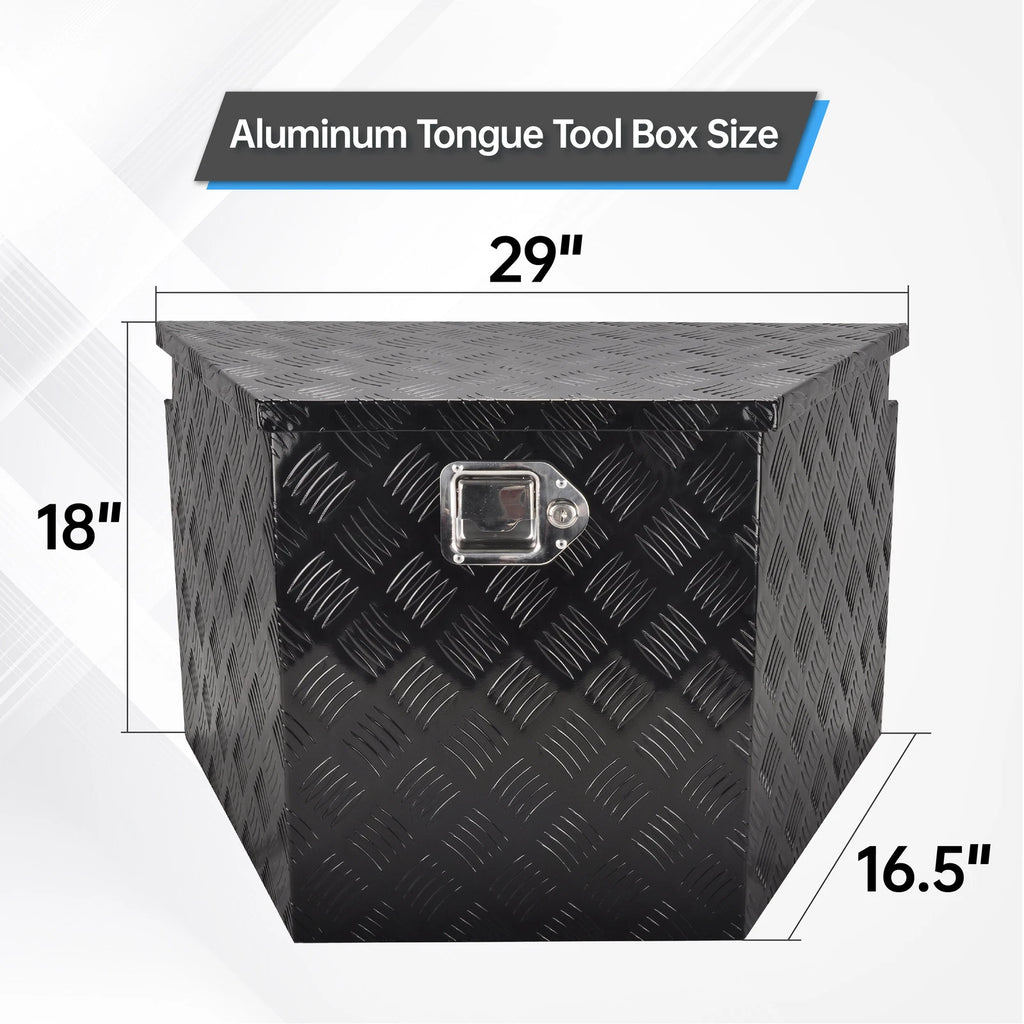 29" x 16.5" x 18" Black Aluminum Tool Box for Pickup Truck Storage