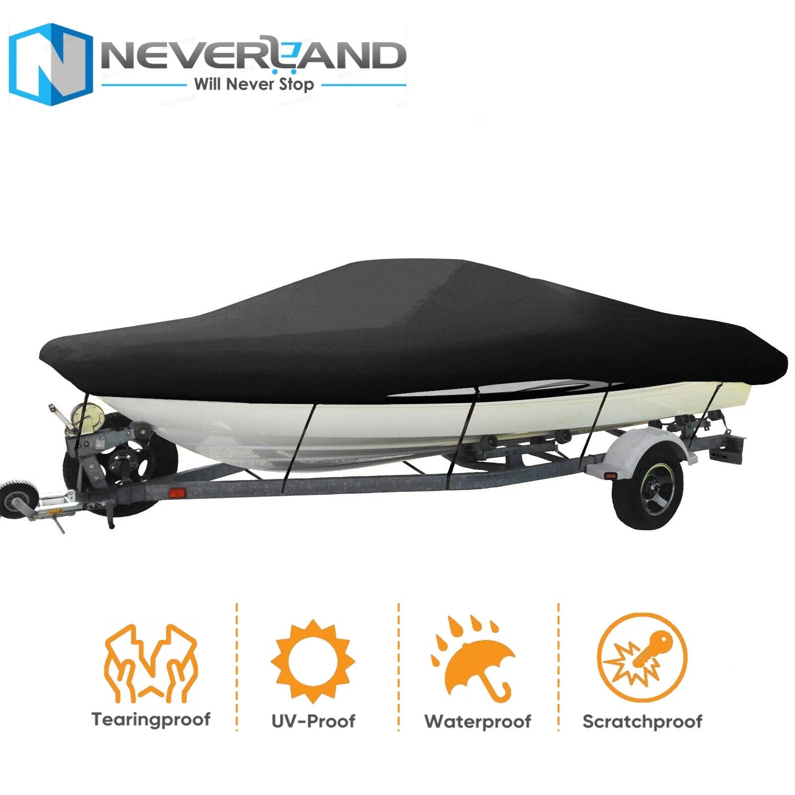Boat Cover for V-Hull Runabout (20ft-22ft) - Waterproof, Dust & Wind Resistant
