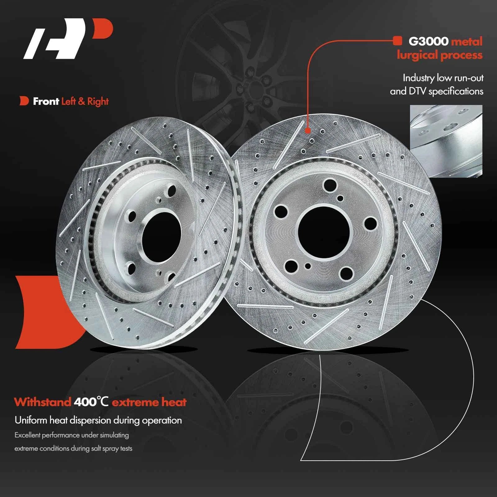 Front Drilled Brake Rotors and Ceramic Pads for Toyota RAV4 (2006–2018)
