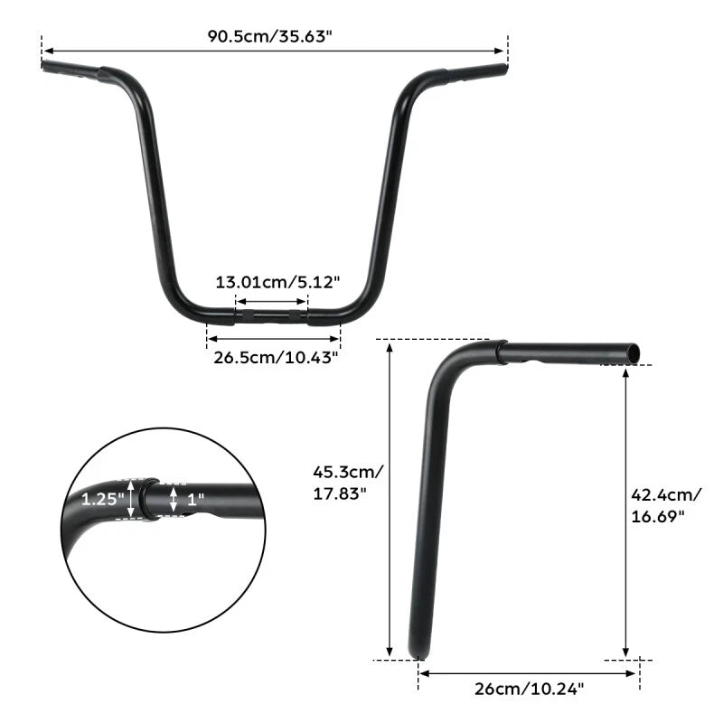 Ape Hanger Bar 1 1/4" 18" Rise for Harley Sportster 883 (2004–2023)