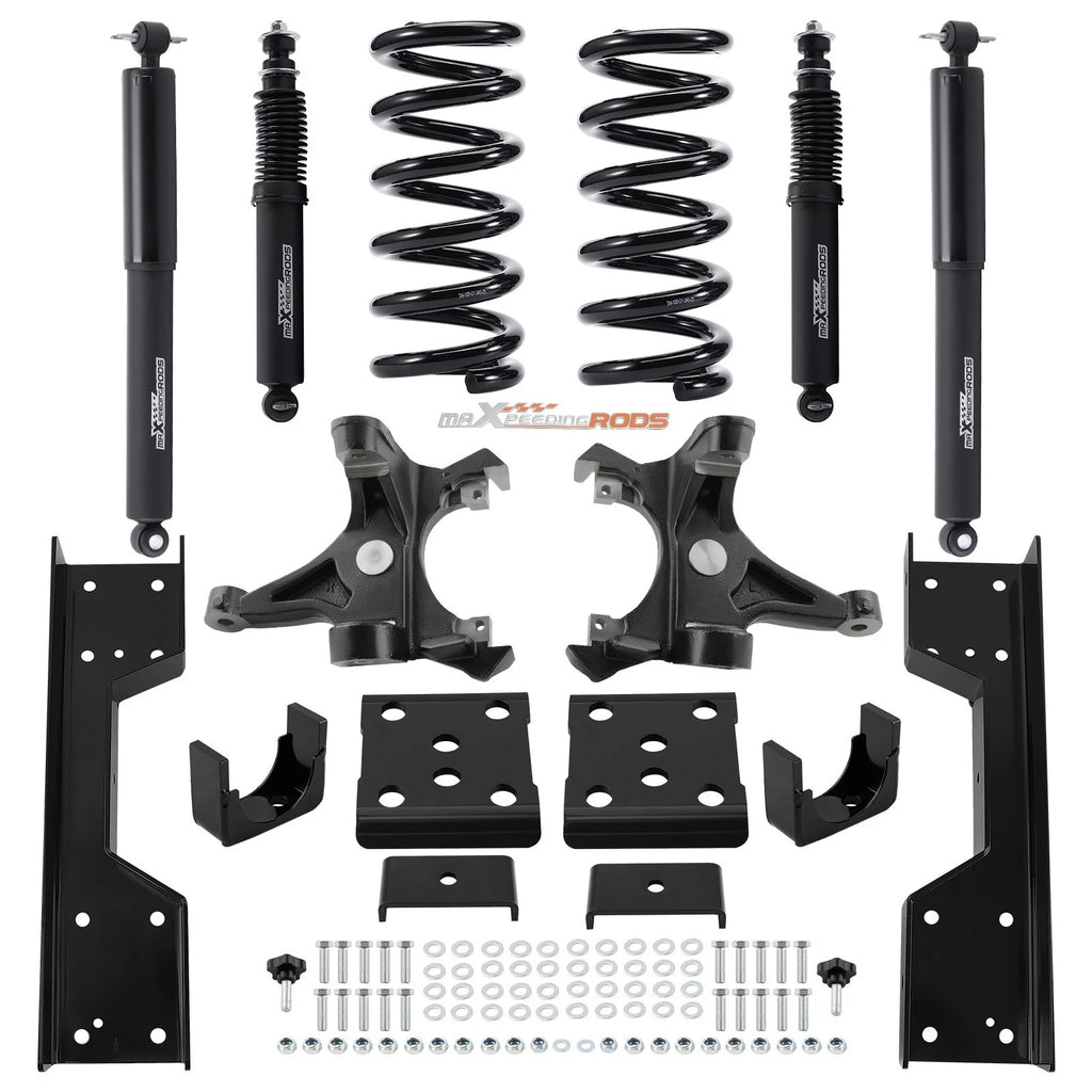 Front 4" & Rear 6" Drop Kit w/Shock For Chevy GMC C1500 88-98 W/1.25" ROTORS V8