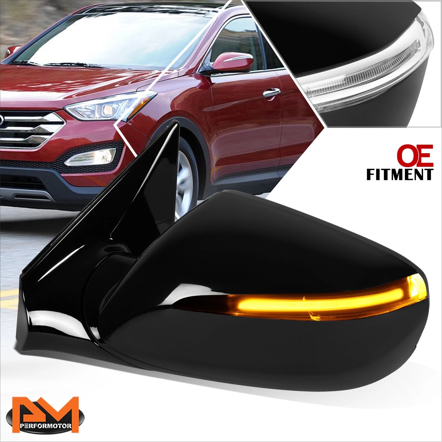Power Heated Turn Signal Side View Door Mirror Left LH for Santa Fe Sport (2013–2016)