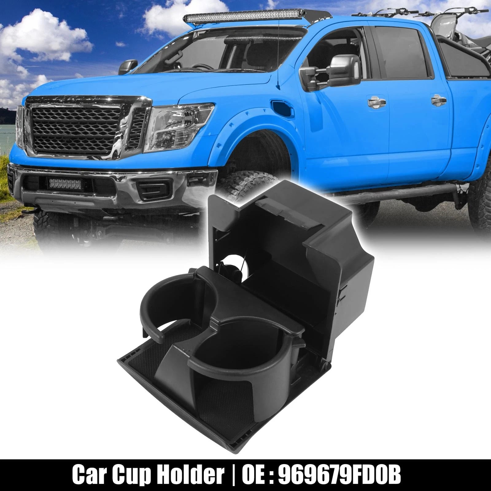 Center Console Panel Cup Holder for Nissan Titan (2008–2015) 969677S001 Black