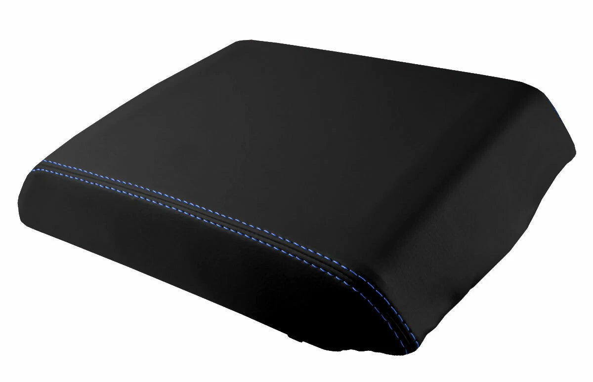Leather Console Lid Armrest Cover for Hummer H2 (2005–2007) Blue Stitch