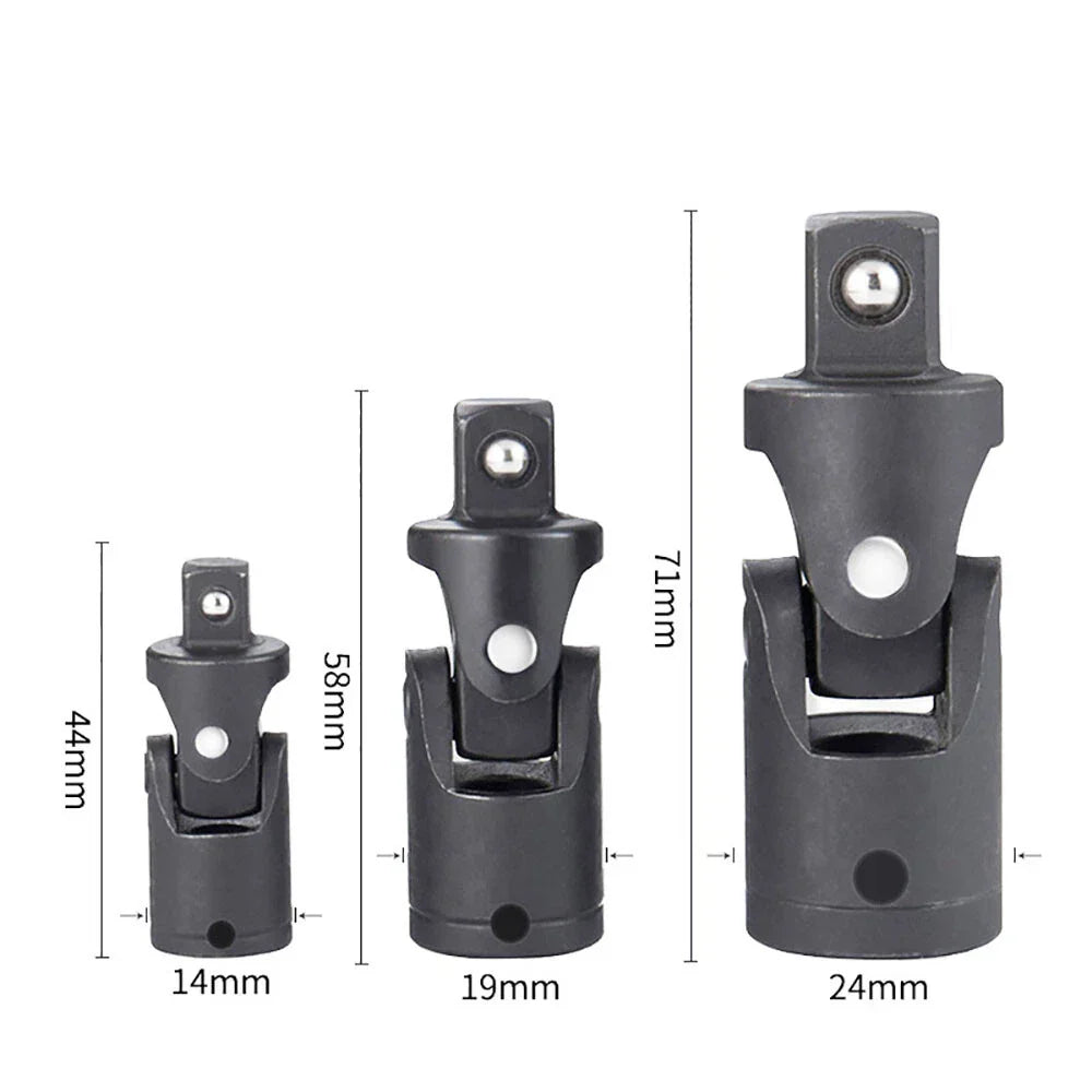 3Pcs Impact Universal Joint Socket Swivel Tool Set 1/2" 3/8" 1/4" Drive