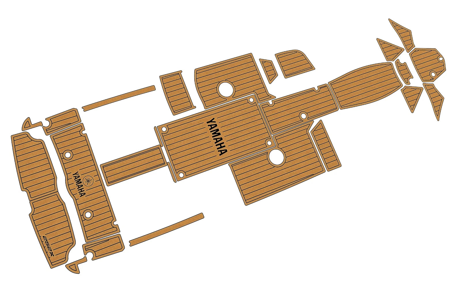 EVA Pads for Yamaha 252 XE (2022) - Cockpit Swim Platform Teak Deck Flooring