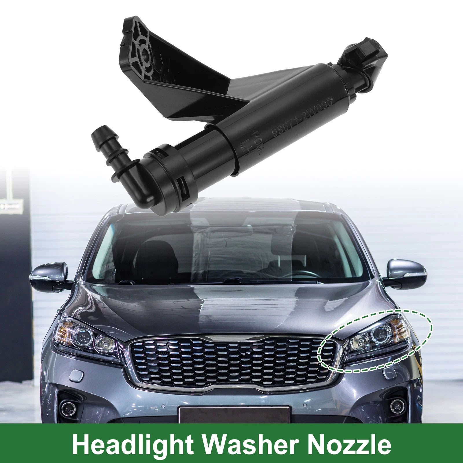 Front Side Headlight Washer Nozzle for Hyundai Santa Fe (2013–2018) No. 986712W000