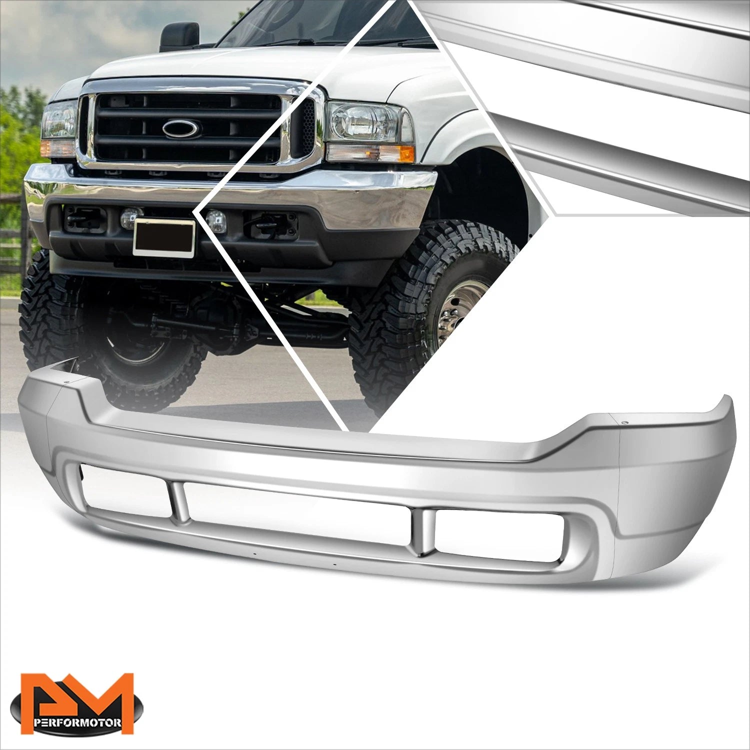Chrome Front Bumper Face Bar for Ford F250 F350 Super Duty (2000–2004)